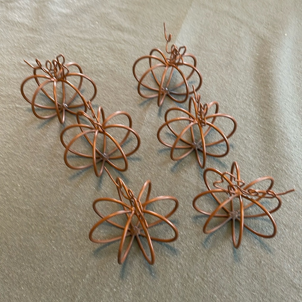 Set of 6 Bronze Wire Pumpkin Place Card or Photo Holders